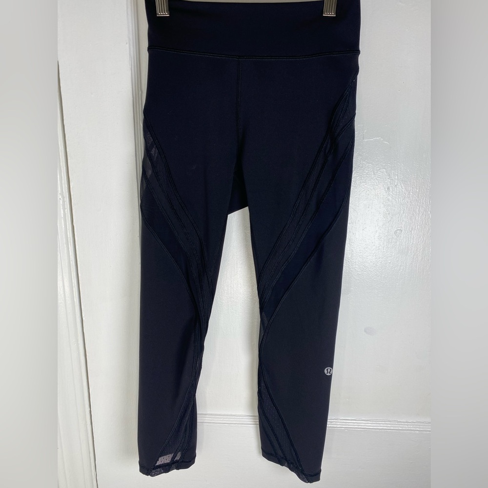 Lululemon Black Black Leggings with Mesh Details